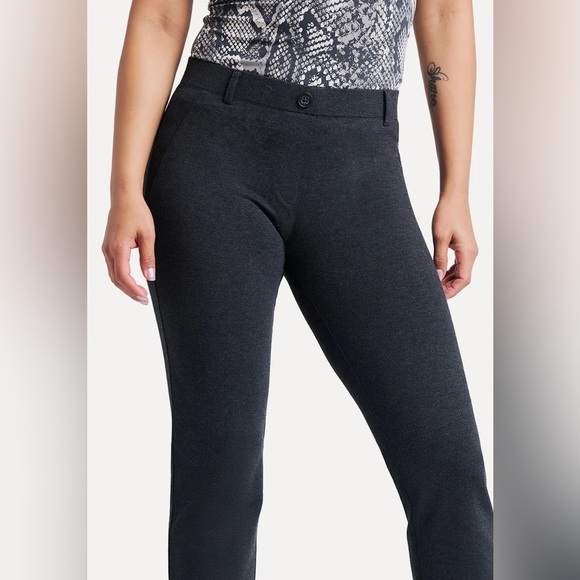 Betabrand Classic Straight Leg Dress Pants Charcoal Large Petite Office Workwear - Picture 4 of 11